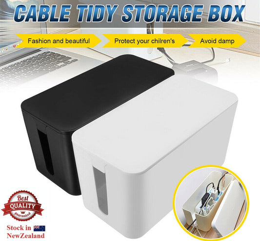 Cable Wire Storage Box Case Cord Management Socket Home Office Tidy Organizer