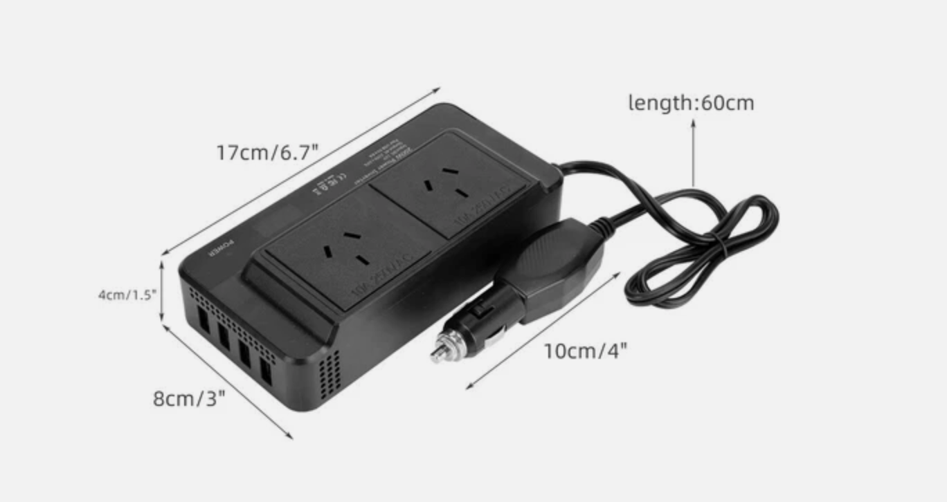 Car Power Inverter 12V to 240V Converter 200W With 4USB Phone Charger 200W Black