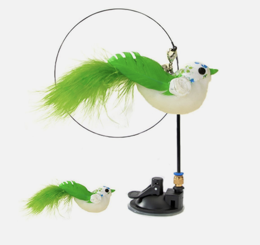 Cat Play Toy Simulation Birds Teaser Wand Interactive Stick with Suction Cup