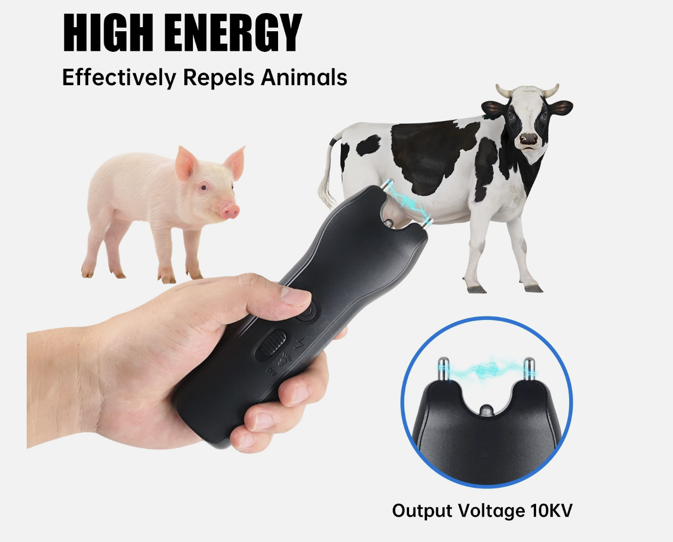 Handheld Cattle Prodder Stock Prod Rechargeable 10000V Electric Shock Pig Sheep
