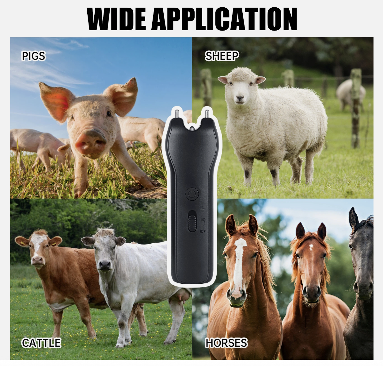 Handheld Cattle Prodder Stock Prod Rechargeable 10000V Electric Shock Pig Sheep