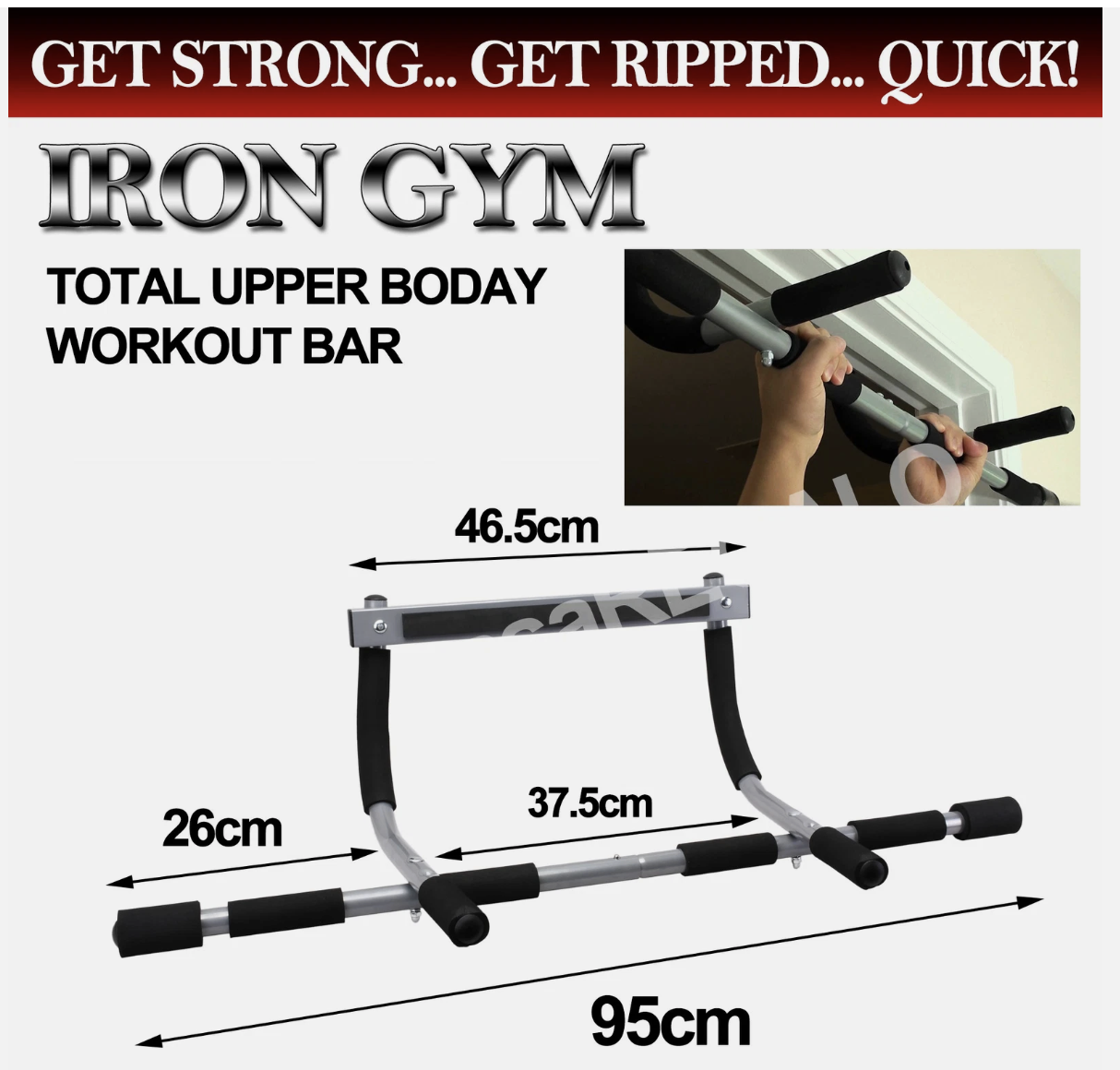 Portable Upper Body Gym Workout Home Exercise Door gym Pull Chin Up Iron Bar ABS
