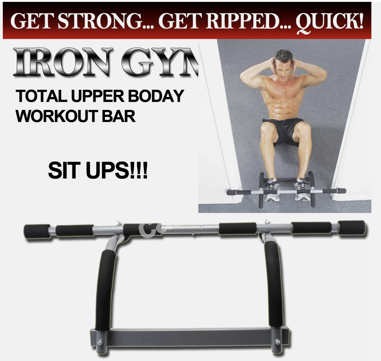 Portable Upper Body Gym Workout Home Exercise Door gym Pull Chin Up Iron Bar ABS