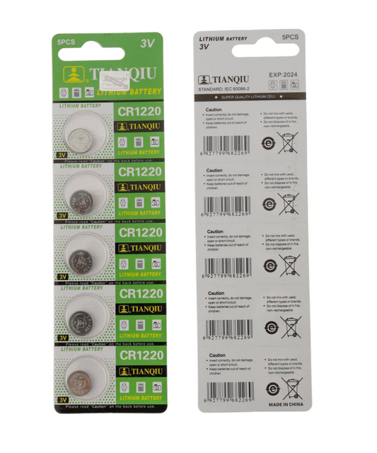 5x CR1220 Lithium Cell Button Battery