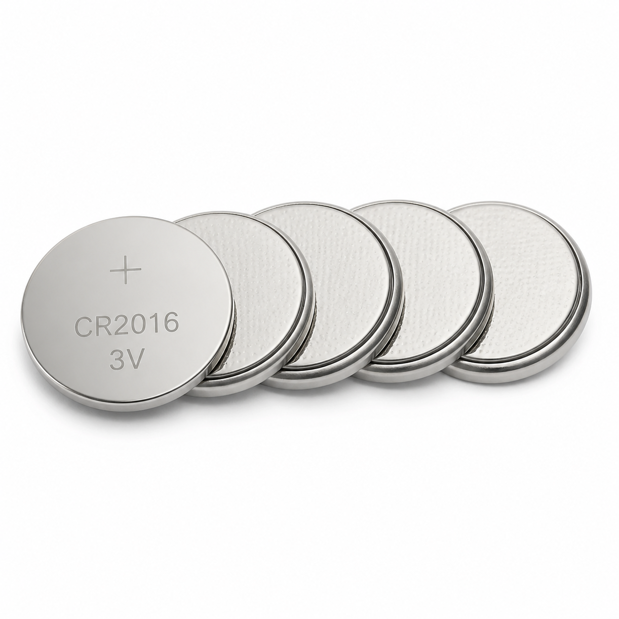 Five CR2016 3V lithium coin cell batteries