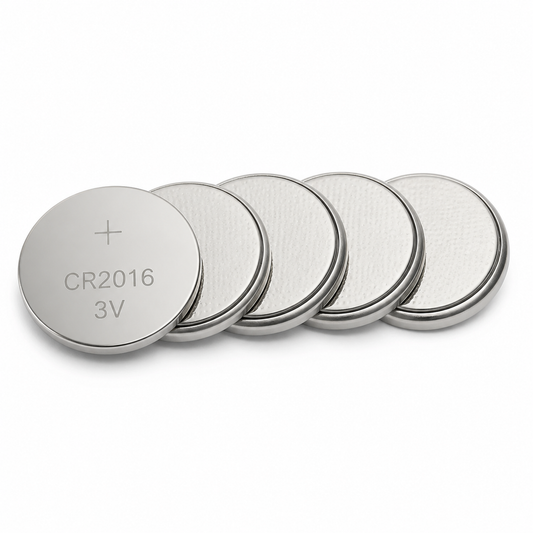 Five CR2016 3V lithium coin cell batteries