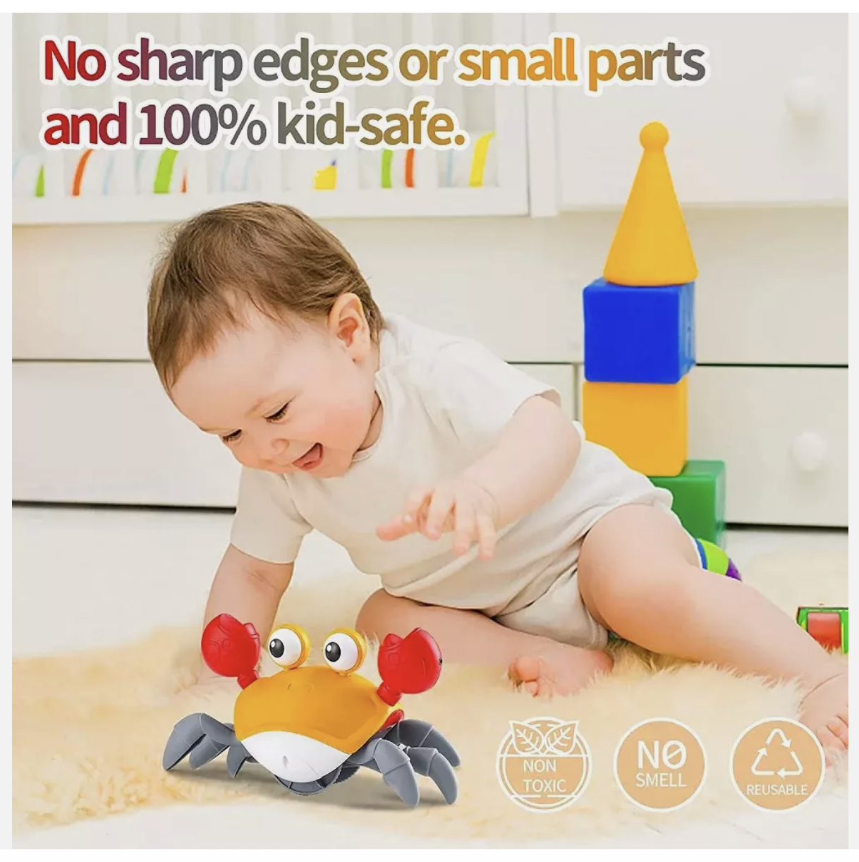 Crawling-Dancing Crab Baby Toy ✅ LED Light Up ✅ With Music ✅ Kids & Toddlers Toy