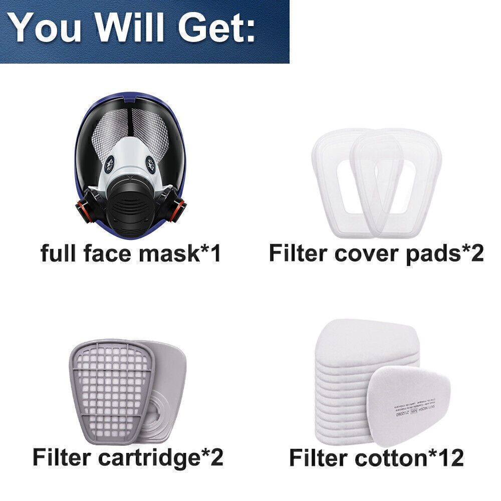 15-in-1 Reusable Full Face Respirator Mask Kit | NZ Stock