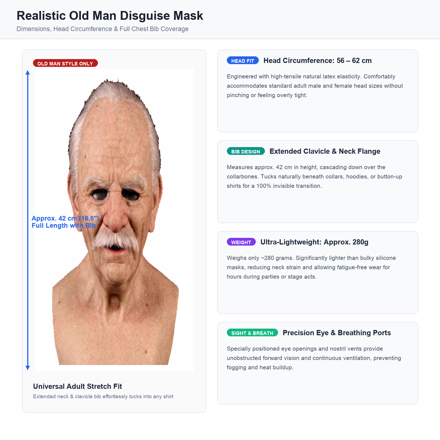 Realistic Latex Old Man Mask Disguise Full Head Cosplay Prop Halloween Costume