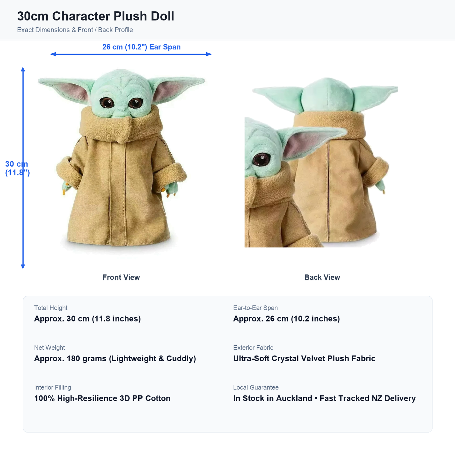 30cm Baby Yoda Plush Toy Doll The Mandalorian Grogu Soft Stuffed Animal Kids Gift