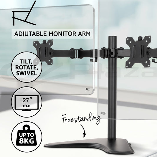 Dual HD LED Desk Mount Monitor Stand 2 Arm Display Bracket LCD Screen TV Holder