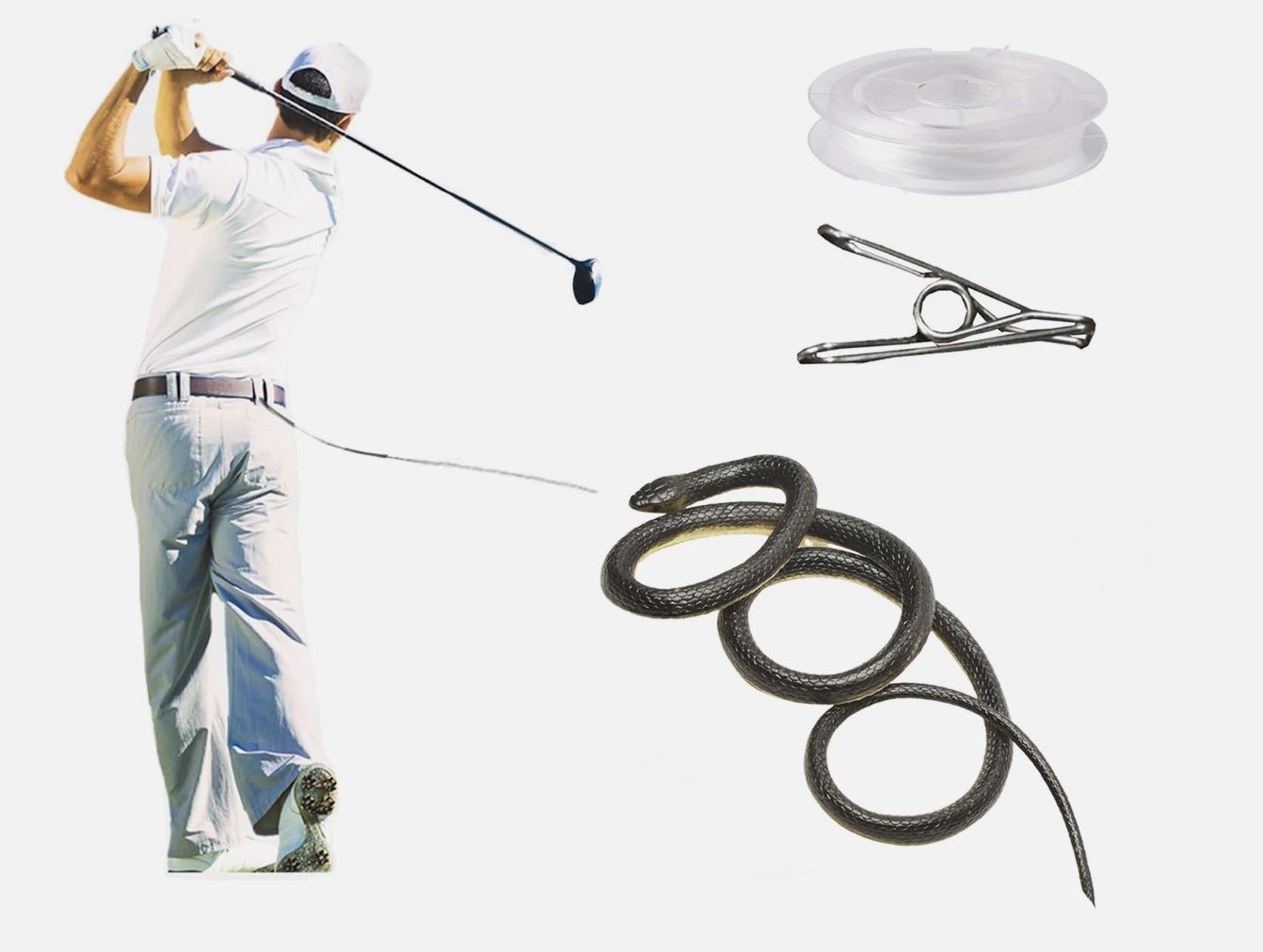 Fake Realistic Snake Lifelike Scary Rubber Toy Prank Party Joke with String Clip