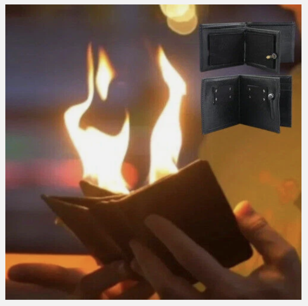 Magical Trick Fire Wallet Big Flame Magician Trick Stage Prop Tool PU Leather