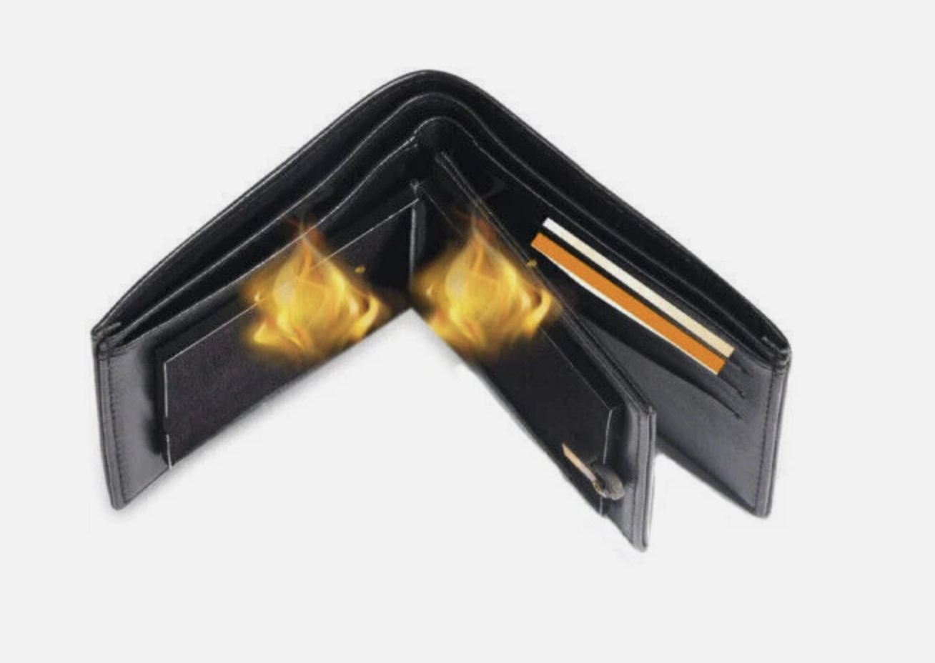 Magical Trick Fire Wallet Big Flame Magician Trick Stage Prop Tool PU Leather