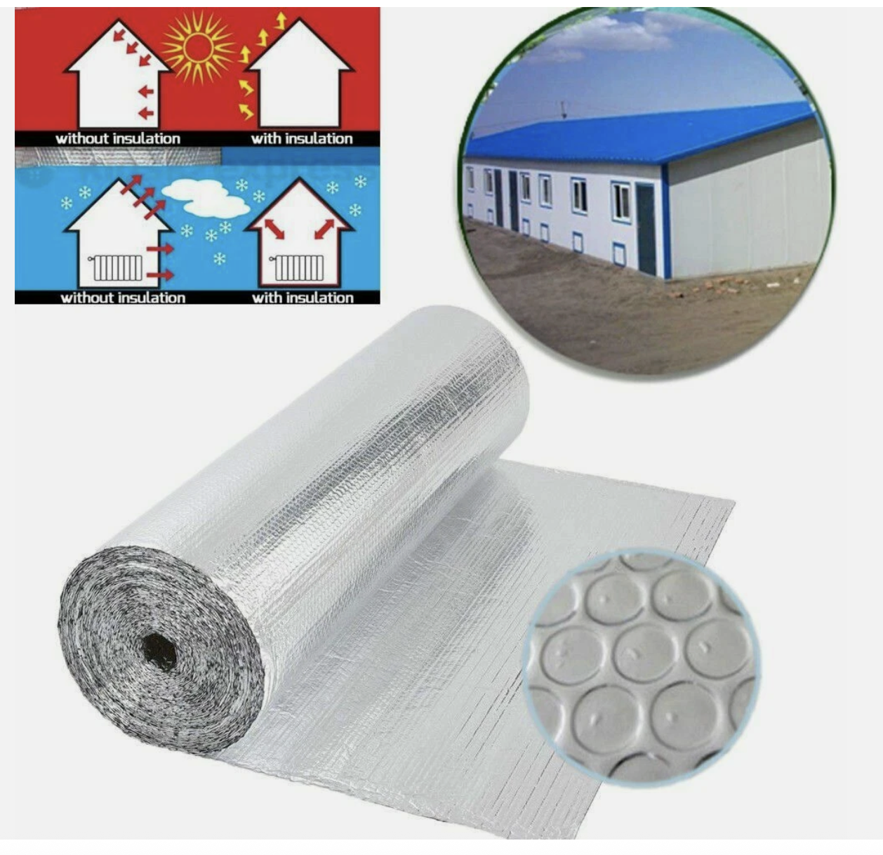 10*1.2M Foil Bubble Insulation Cooling Air reflective Foil For Roof/Car