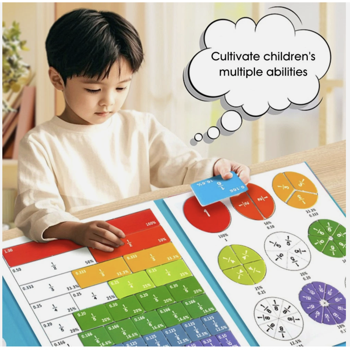 Magnetic Fraction Puzzles for Math Mastery Montessori Cognitive Educational Toy