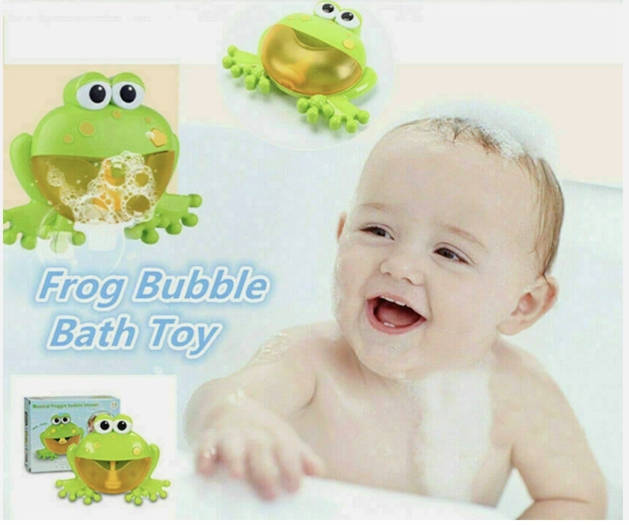 BABY BUBBLE MAKER CRAB FROG SHOWER MACHINE BLOWER FUN BATH MUSIC PLAY ...