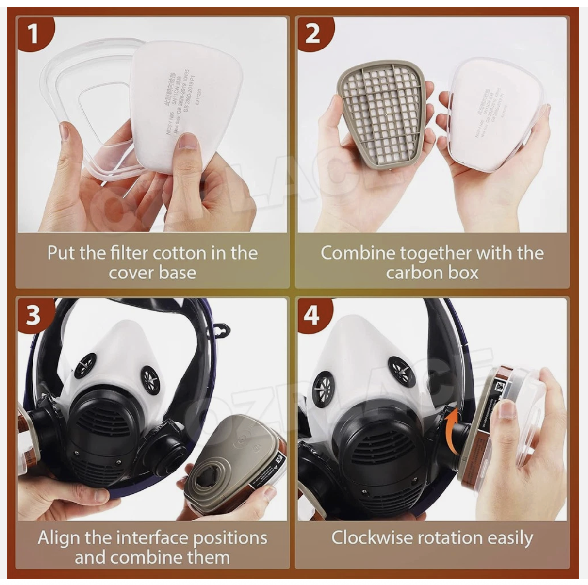 15 In 1 Full Face Respirator Mask Respirator Mask for Dust Paint Spray Reusable