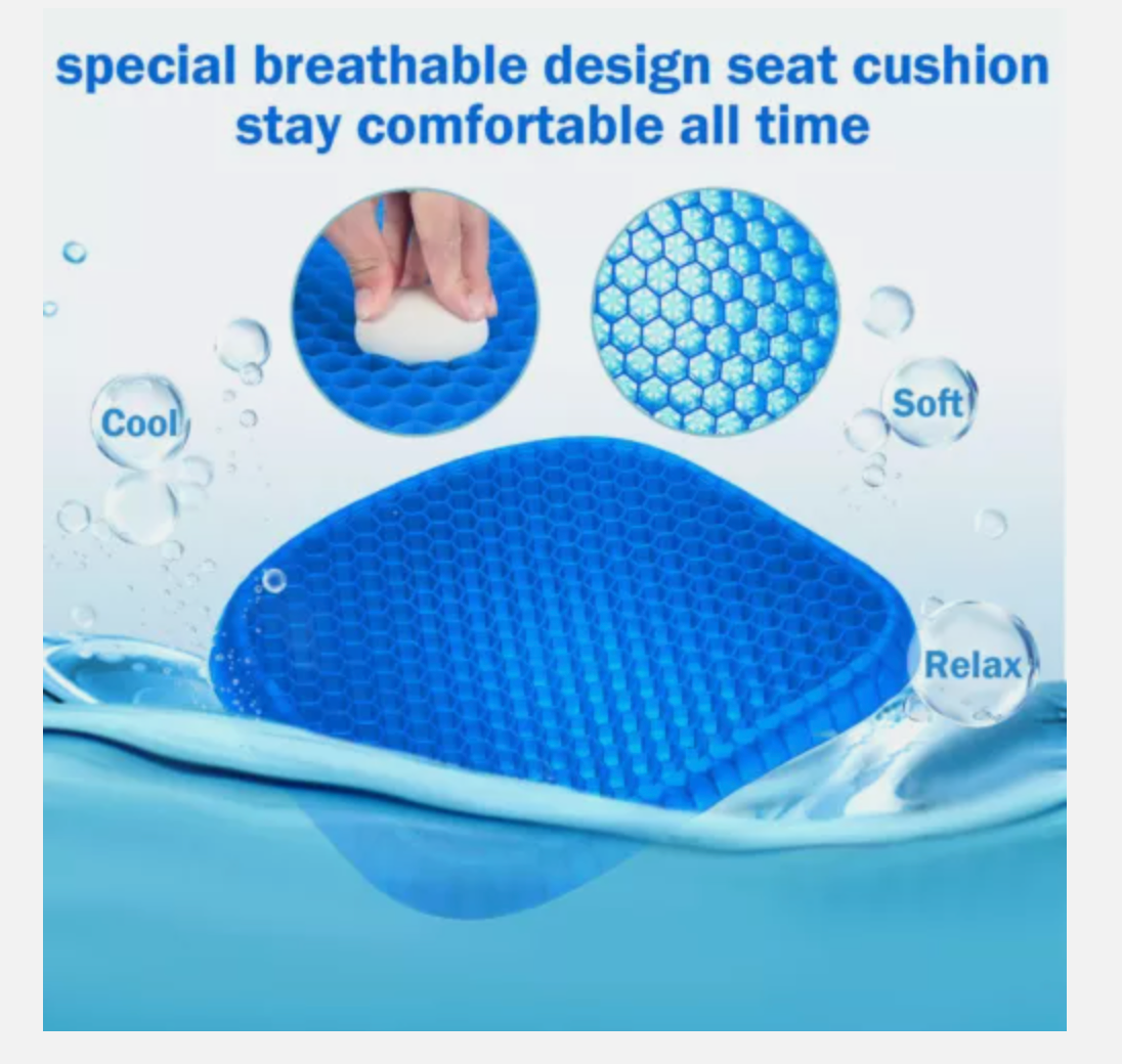 2Layer Gel Honeycomb Seat Comfort Cushion Flex Back Spine Pain Relief Car Office