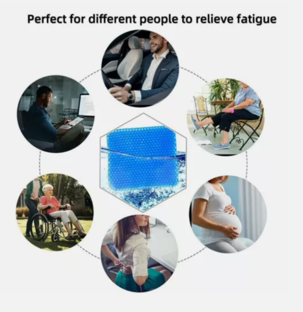 2Layer Gel Honeycomb Seat Comfort Cushion Flex Back Spine Pain Relief Car Office