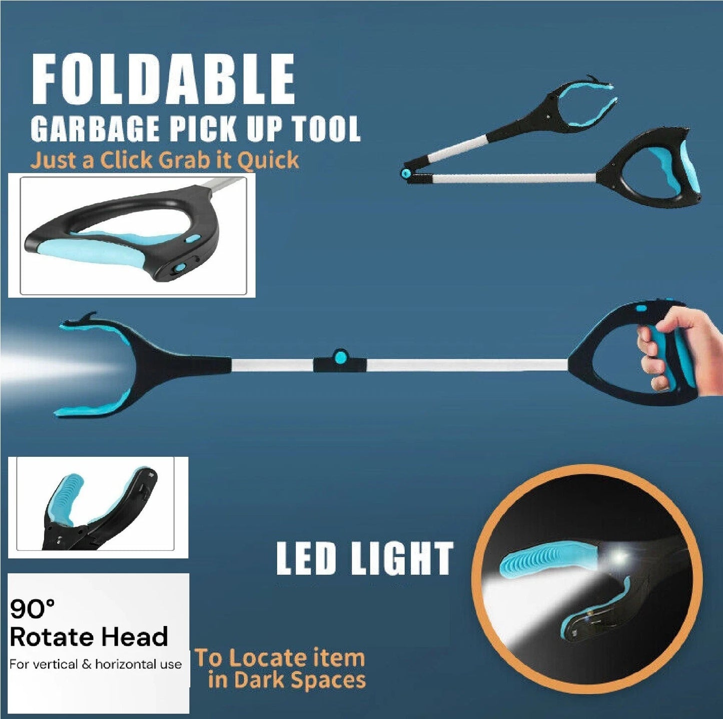 Heavy duty foldable grabber reacher tool - detail view 2