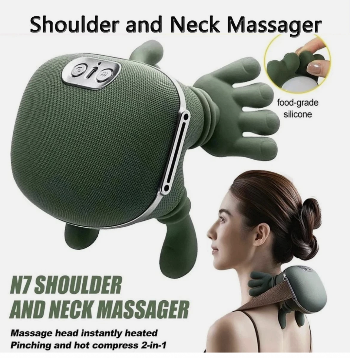 Neck Shoulder Massager, Electric Heated Kneading Back Massager Pain Relief