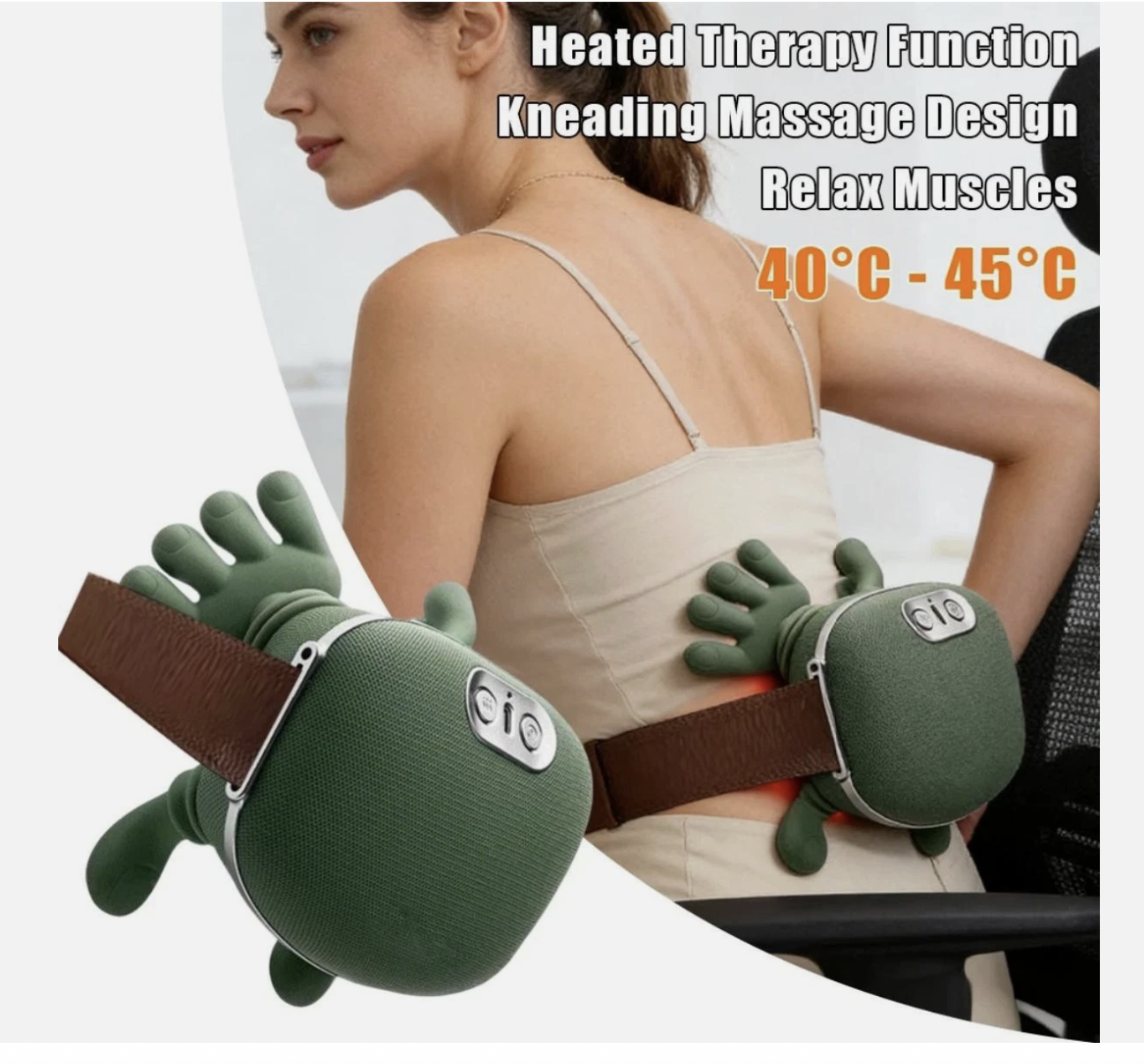 Neck Shoulder Massager, Electric Heated Kneading Back Massager Pain Relief