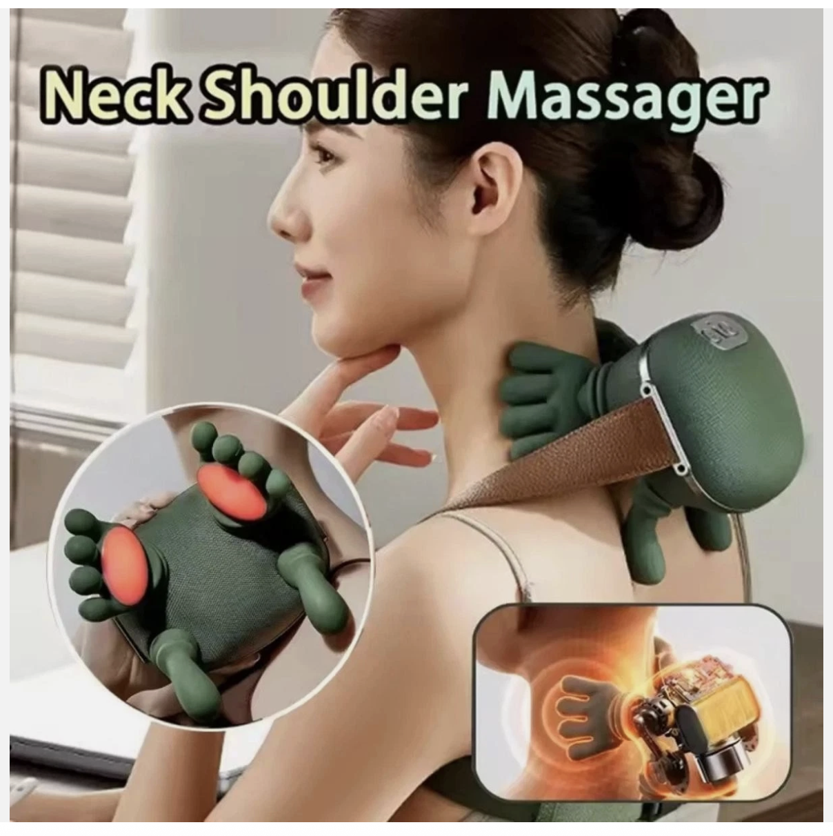 Neck Shoulder Massager, Electric Heated Kneading Back Massager Pain Relief