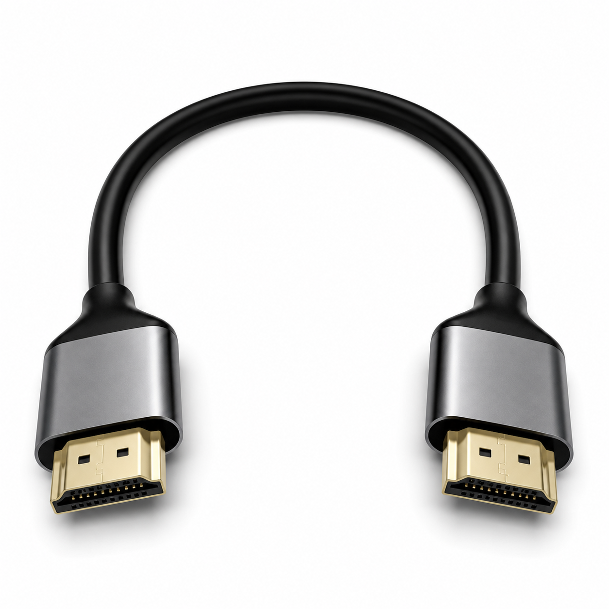 Black HDMI cable with gold-plated Type-A connectors