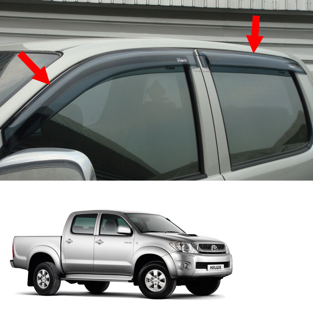 Weather Shields 4 Door Window Visors to suit TOYOTA Hilux 2005-2015