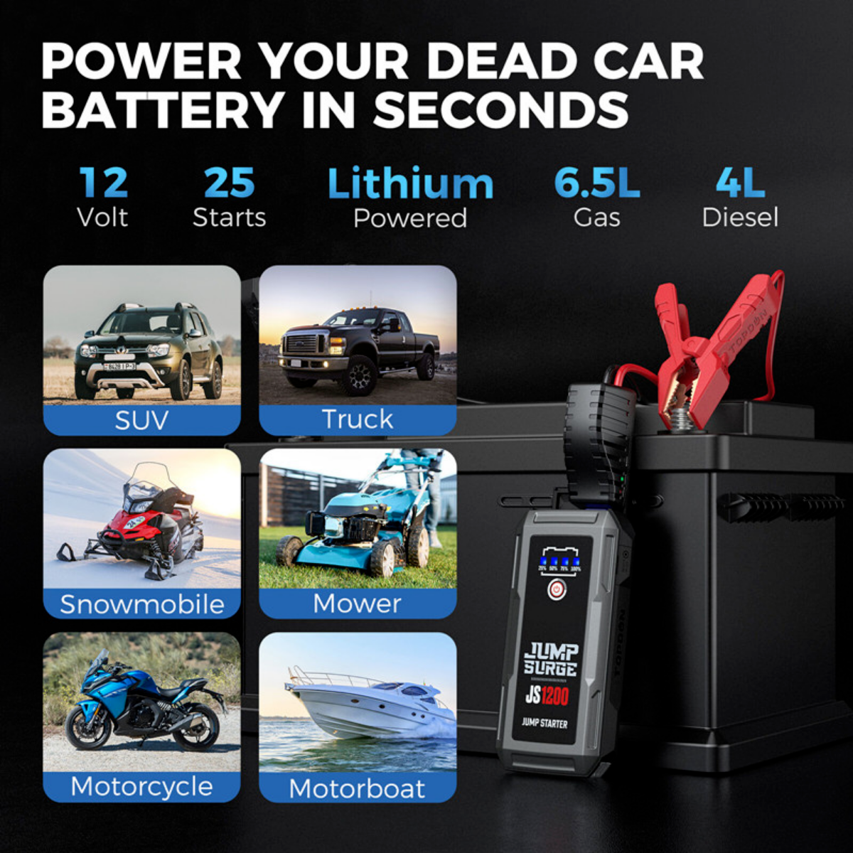 2000 Peak Amp 12Volt Jump Starter JS2000 Car Booster Jumper Box Portable