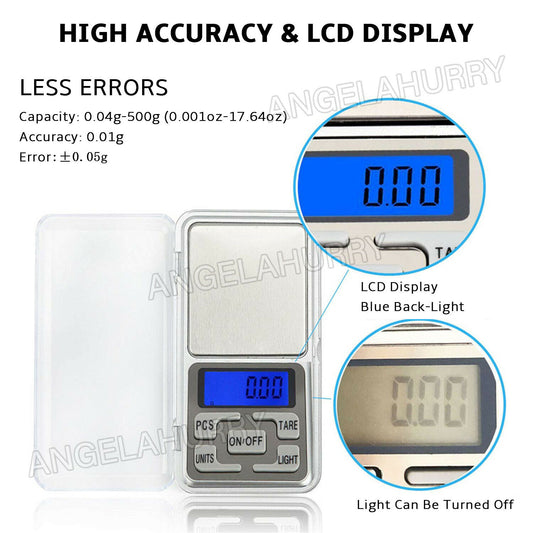 Mini Pocket Digital Scales 0.01-500g Balance Gram Jewellery Precision Weight NEW
