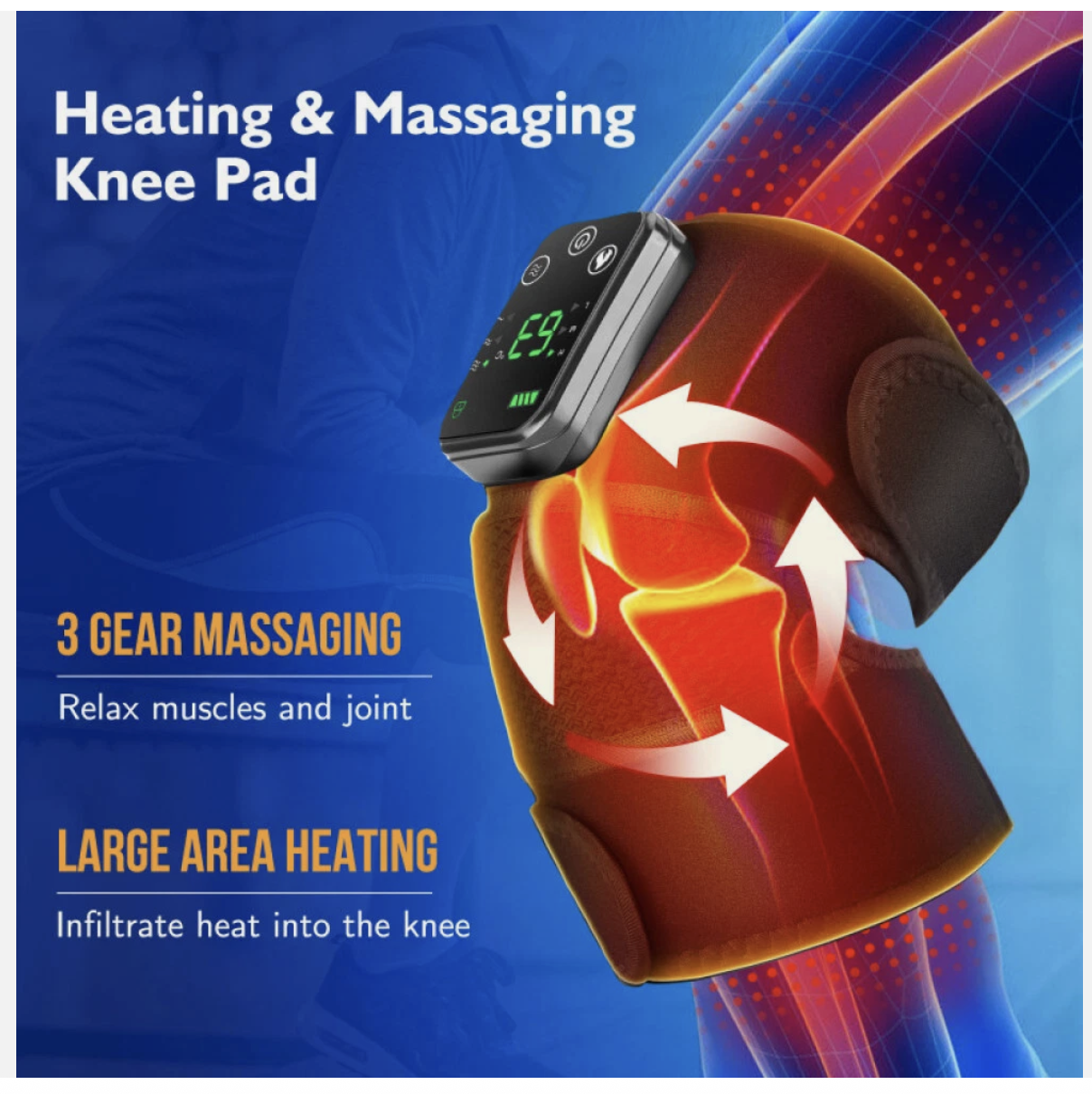 Electric Heated Vibration Knee Joint Brace Therapy Shoulder Massager Pain Relief