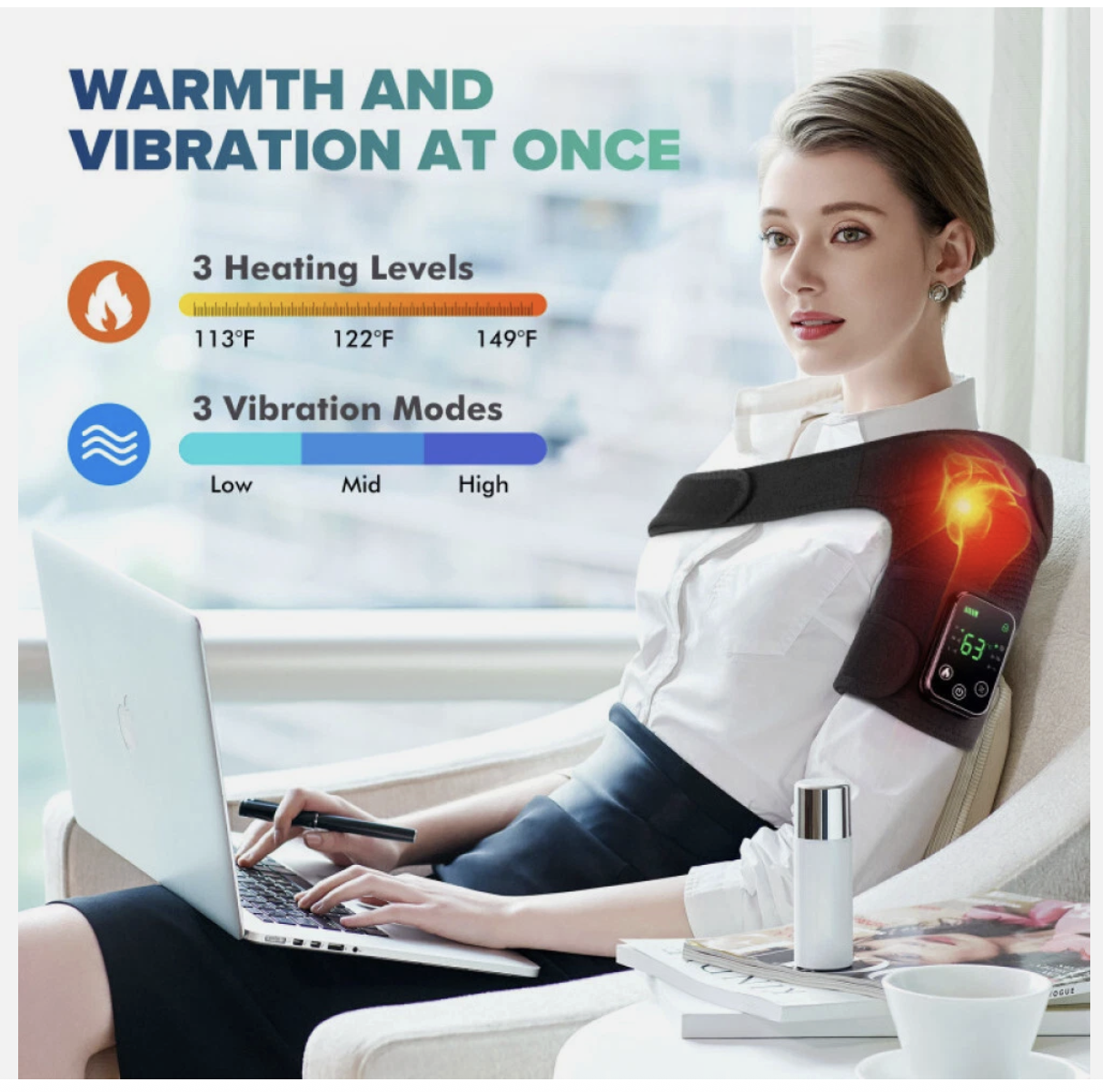 Electric Heated Vibration Knee Joint Brace Therapy Shoulder Massager Pain Relief