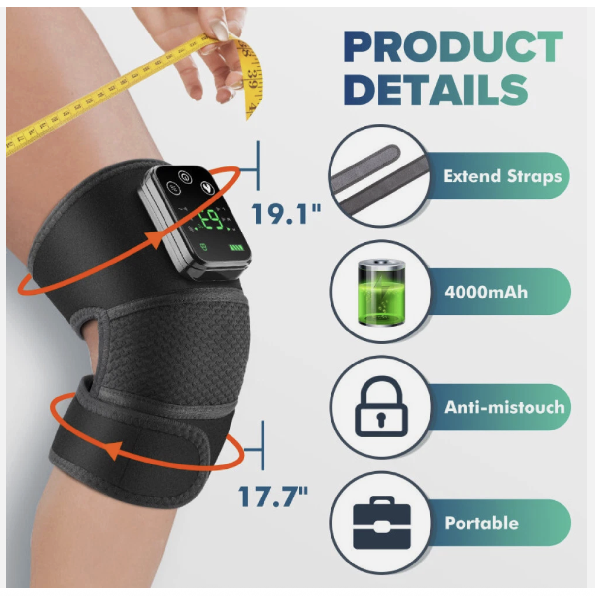 Electric Heated Vibration Knee Joint Brace Therapy Shoulder Massager Pain Relief