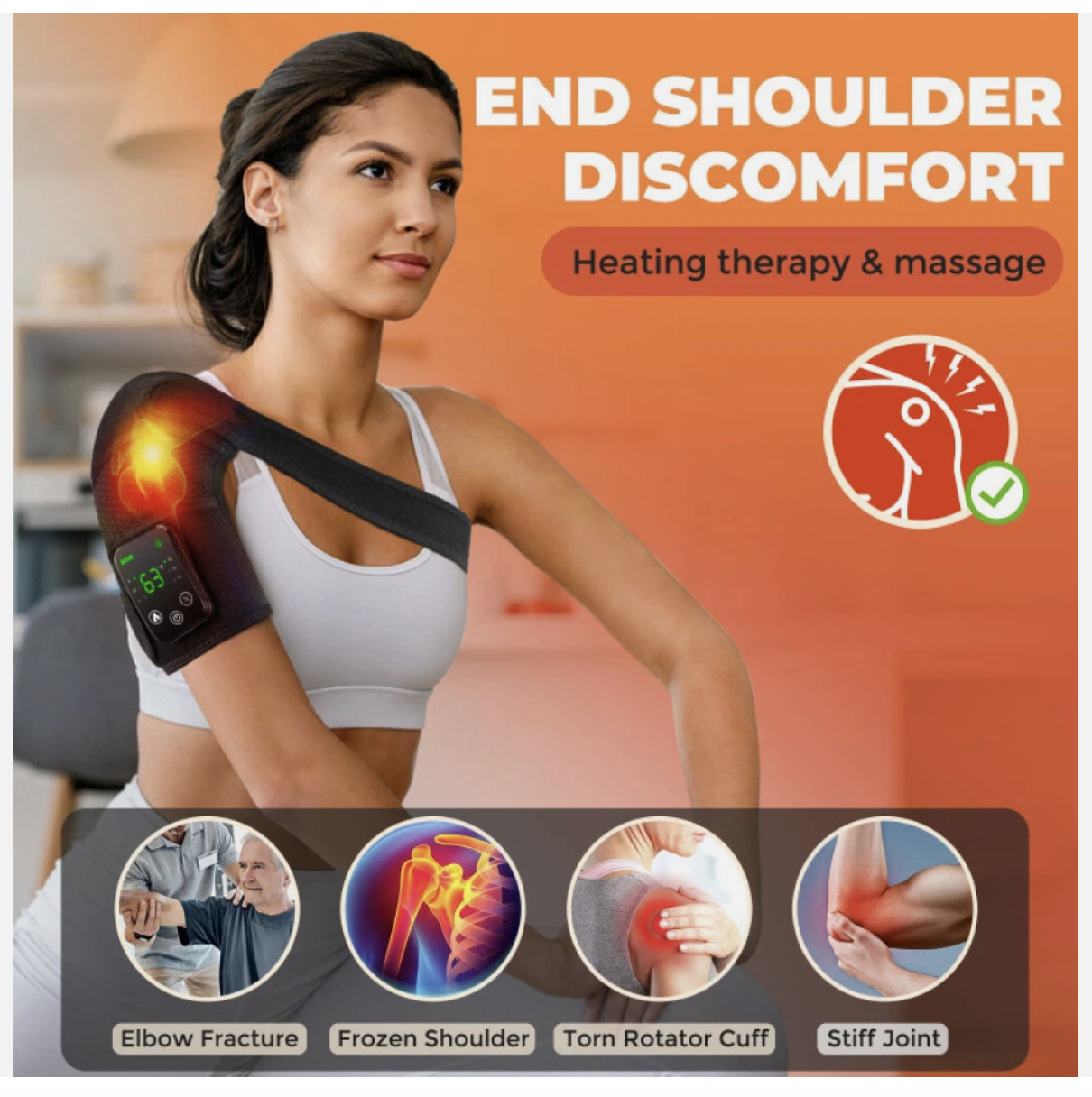 Electric Heated Vibration Knee Joint Brace Therapy Shoulder Massager Pain Relief