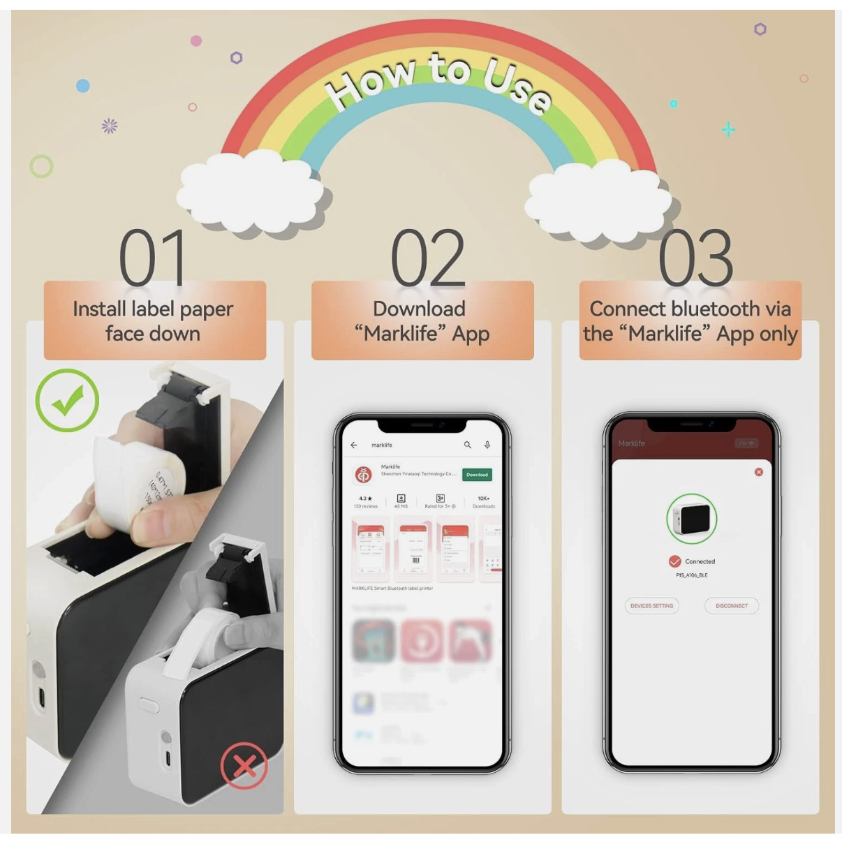 Bluetooth Label Maker Machine Portable Sticker Barcode Thermal Label Printer