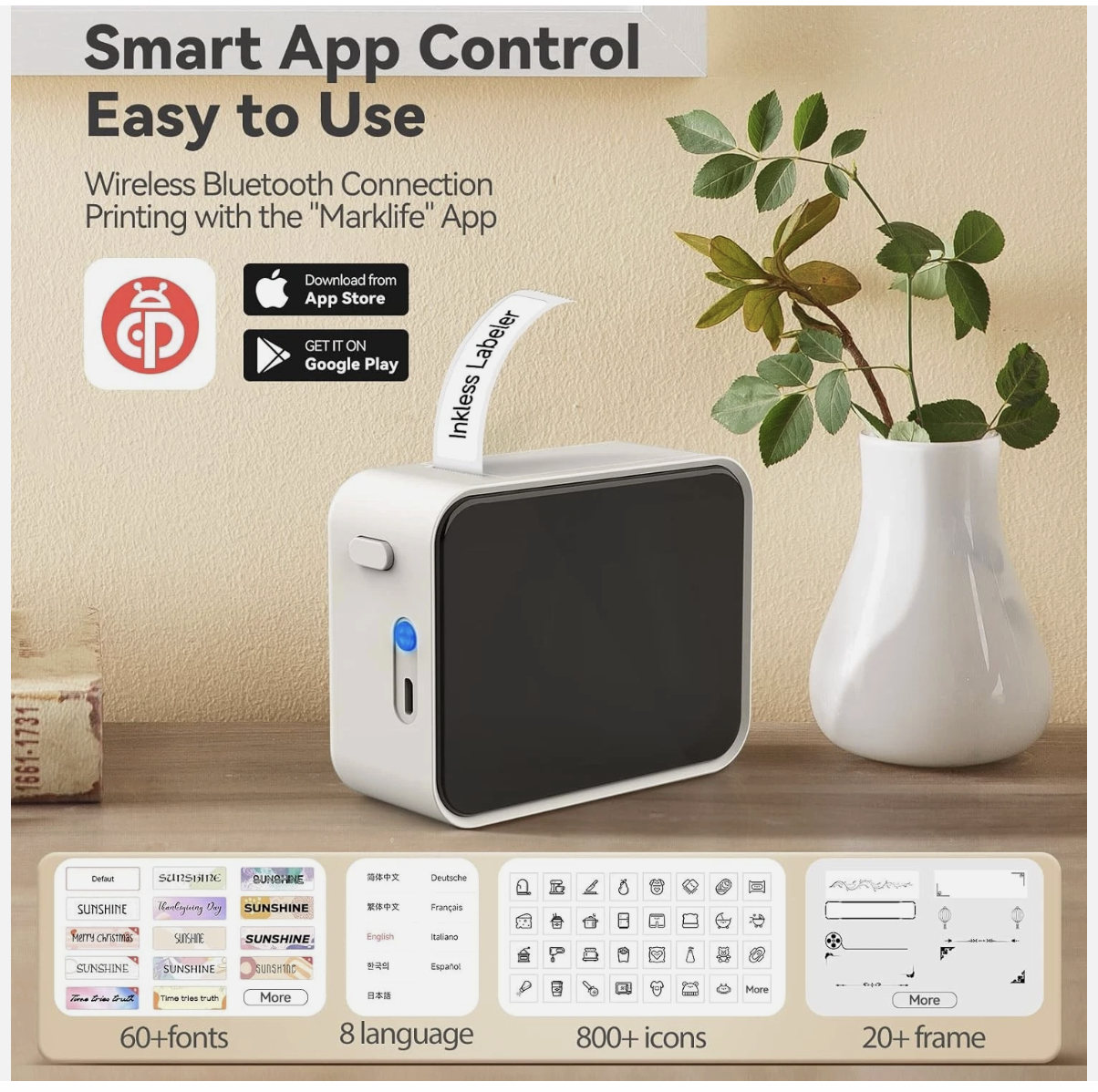 Bluetooth Label Maker Machine Portable Sticker Barcode Thermal Label Printer