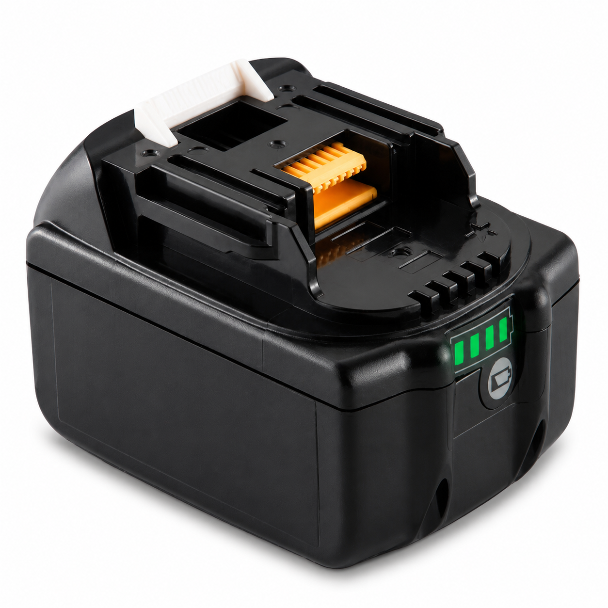 Compatible 18V slide-on power tool battery with battery gauge