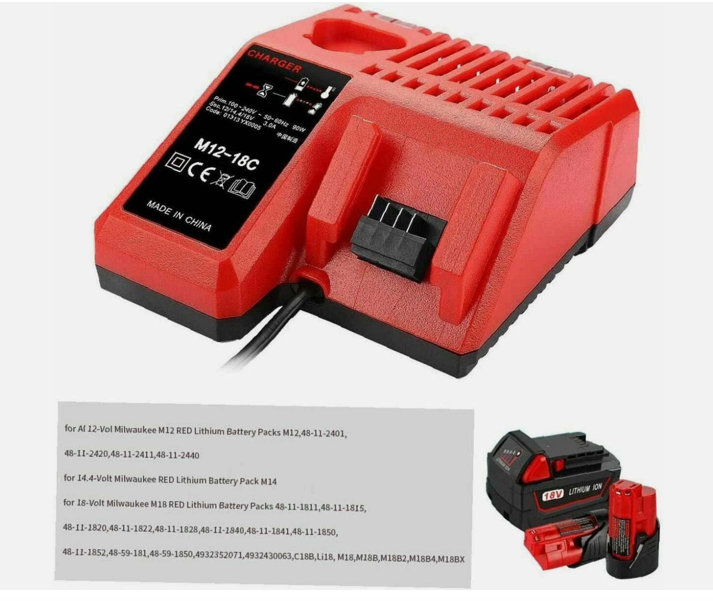 Replacement M12 & M18 Dual Rapid Charger Compatible with Milwaukee 12V-18V Li-ion 48-59-1812 | NZ Stock