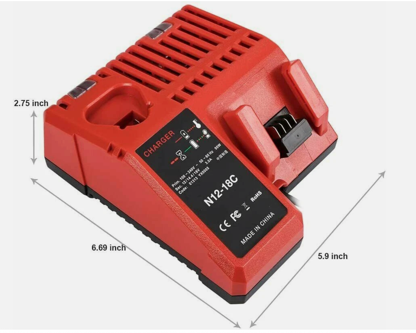 Replacement M12 & M18 Dual Rapid Charger Compatible with Milwaukee 12V-18V Li-ion 48-59-1812 | NZ Stock