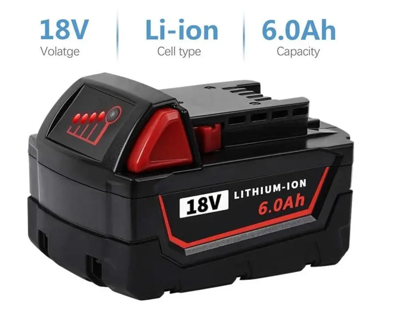 For Milwaukee 18V 6.0ah M18 M18B4 48-11-1828 Red Lithium Ion XC  Battery