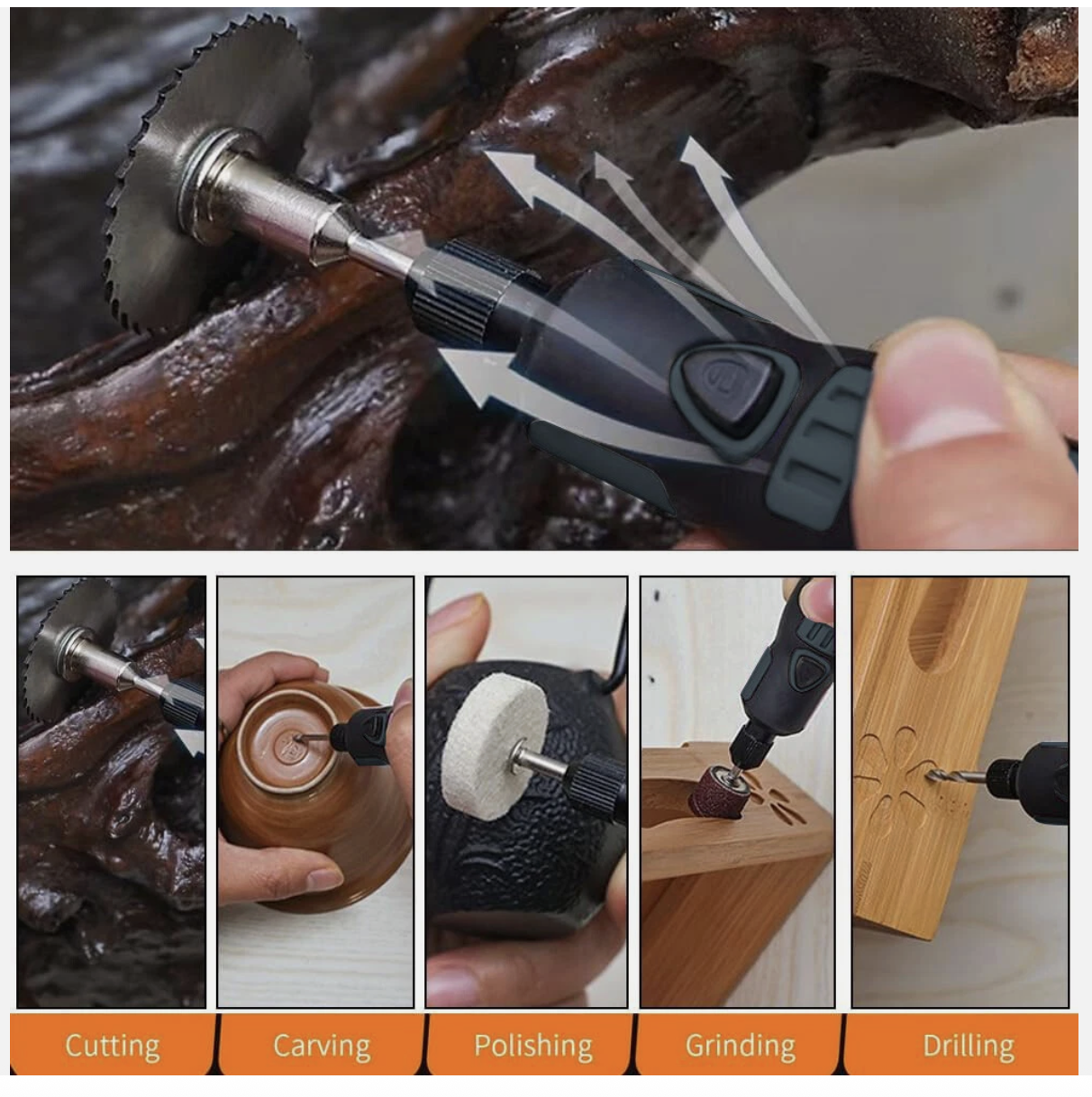 Cordless Rechargeable Electric Mini Drill Grinder Engraving Pen Rotary Tool Kit