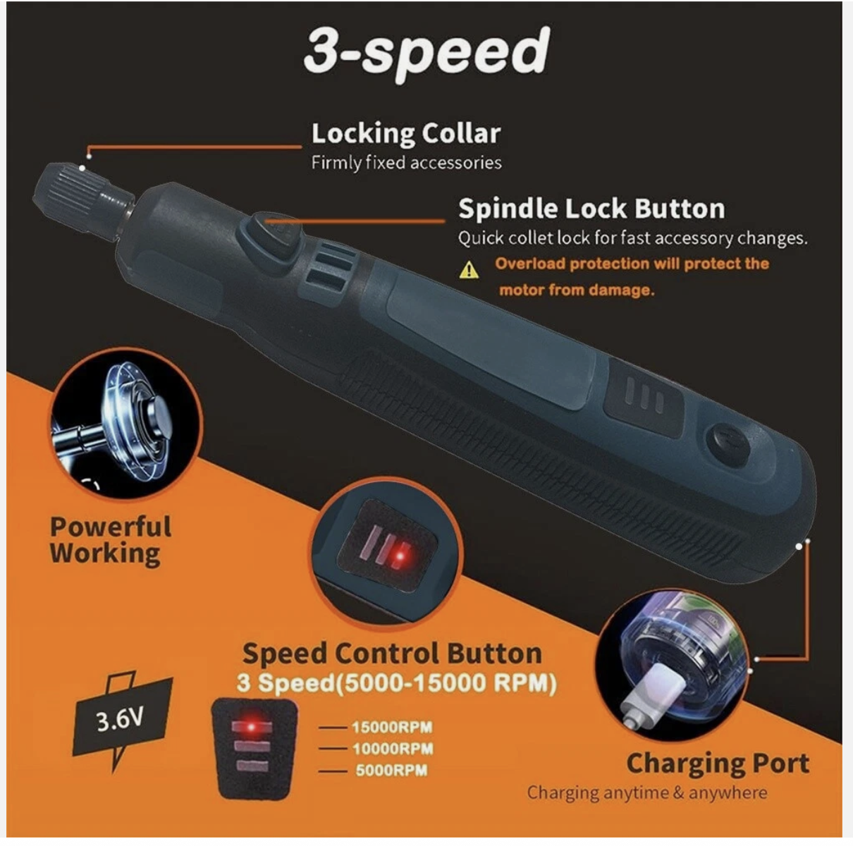 Cordless Rechargeable Electric Mini Drill Grinder Engraving Pen Rotary Tool Kit