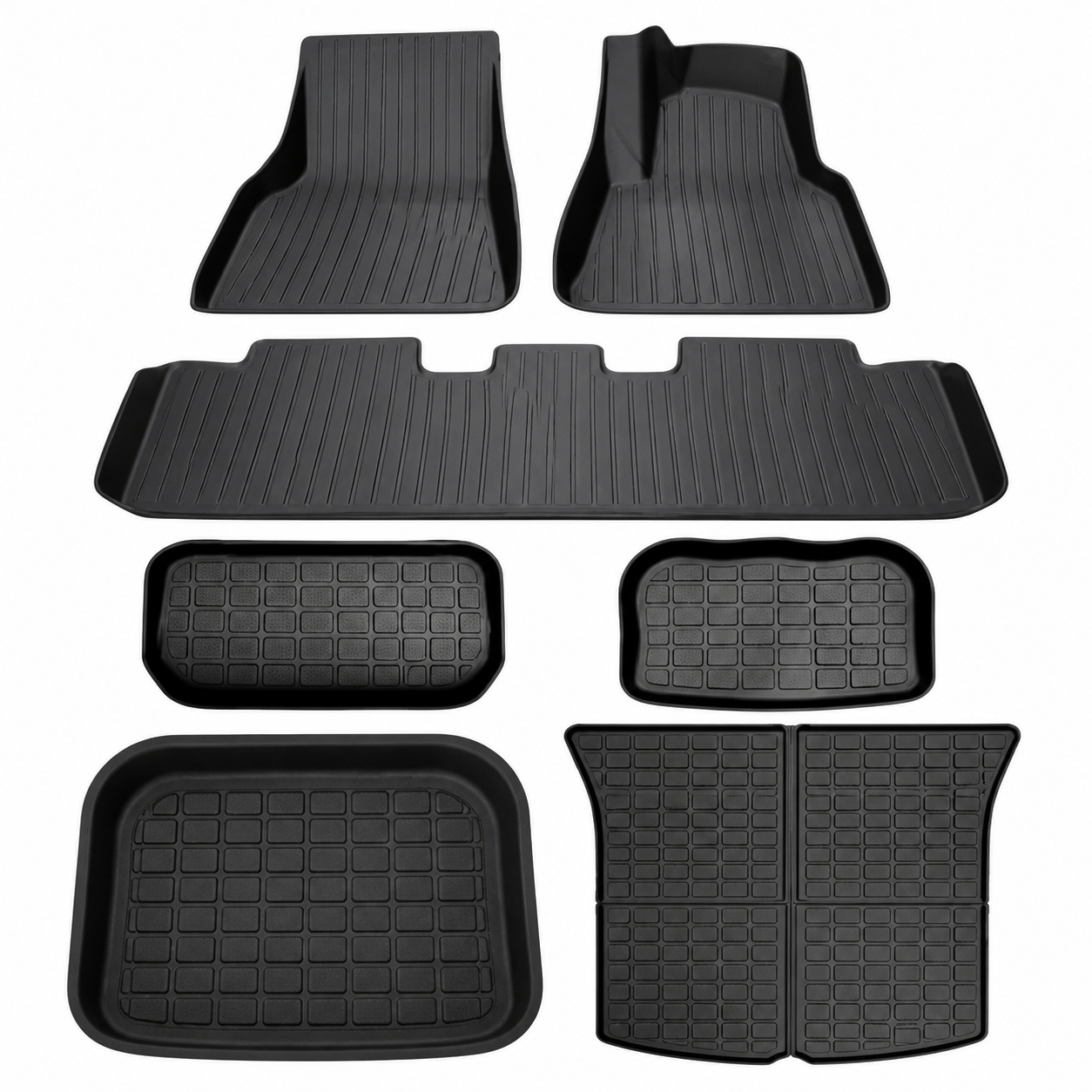 Black moulded floor, cargo and trunk mats set
