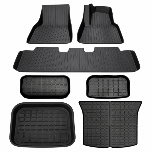 Black moulded floor, cargo and trunk mats set