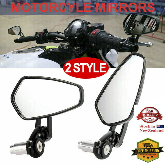 Universal Motorcycle bike Bar End Rear Side View Mirrors Cafe Racer Black 7/8"