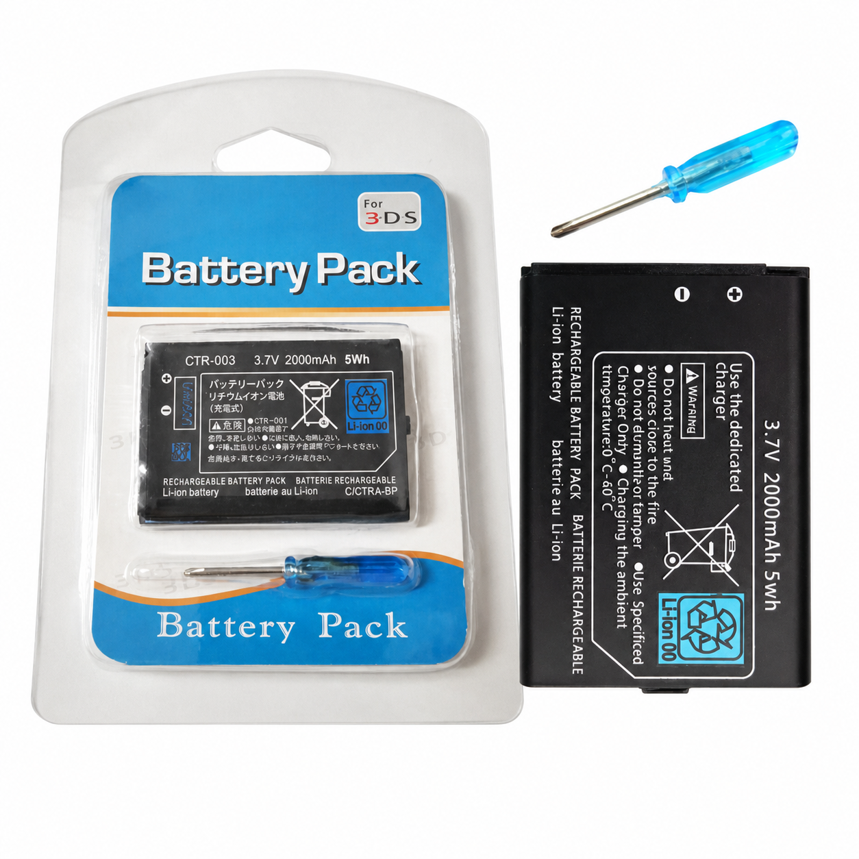 Nintendo 2DS and 3DS compatible replacement battery with screwdriver