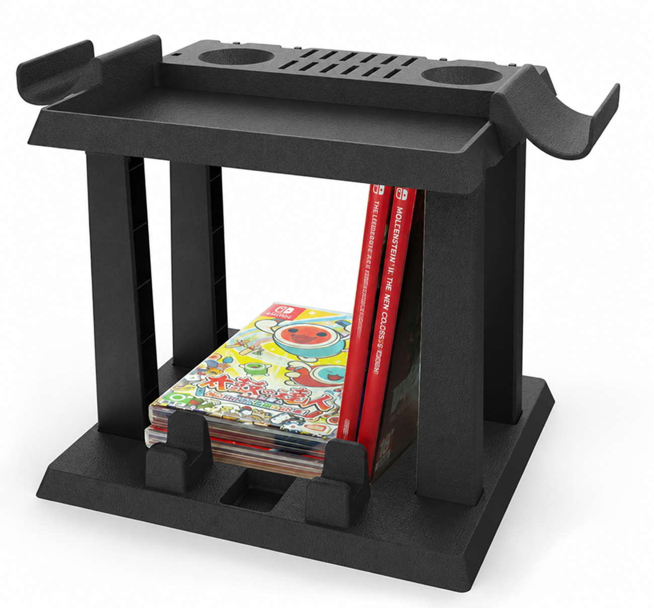 Multifunction Switch-compatible storage stand showing lower storage layout