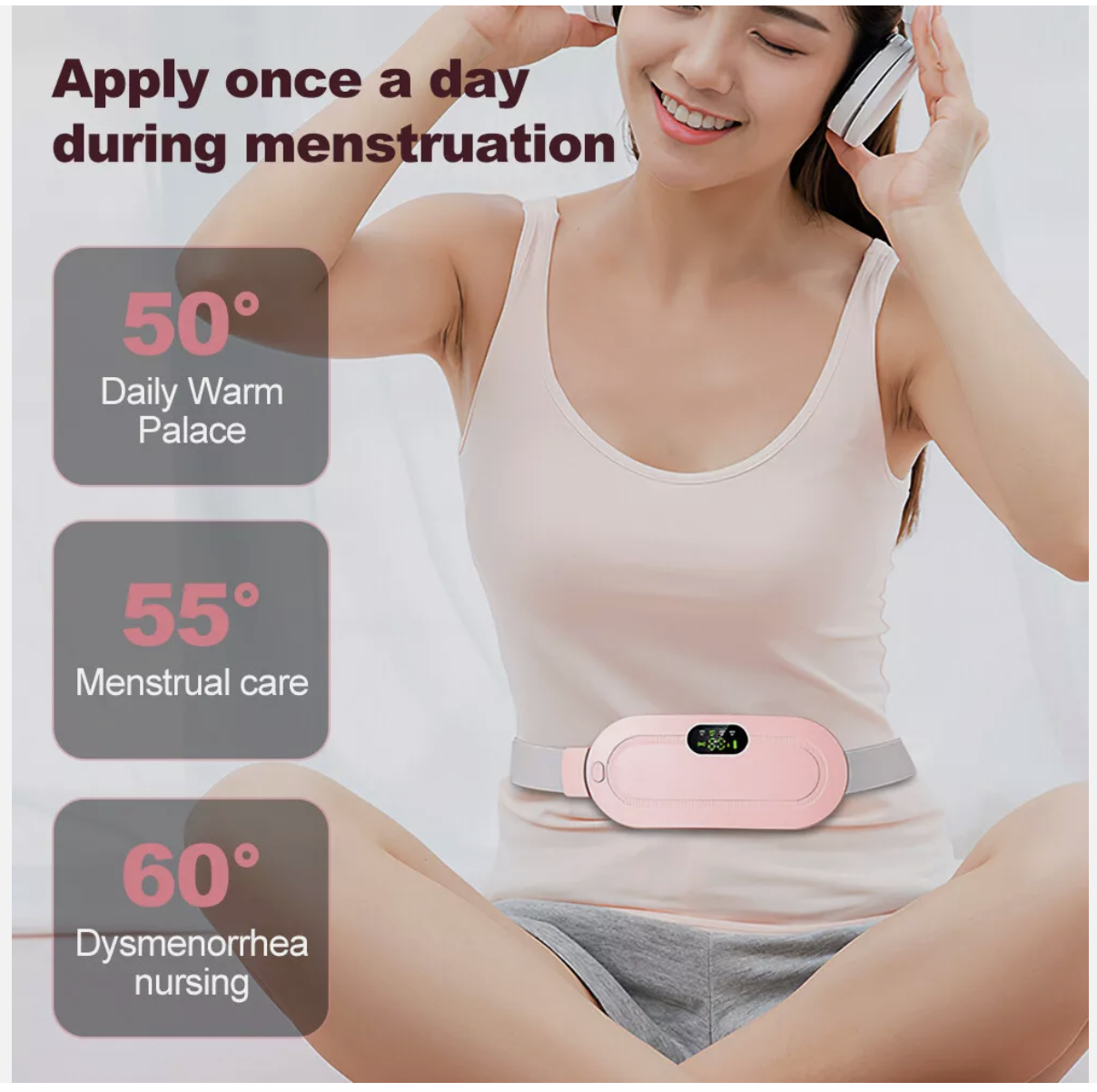 Electric Heating Pad Massage Period Pain Relieve Therapy Menstrual Cramp Belt
